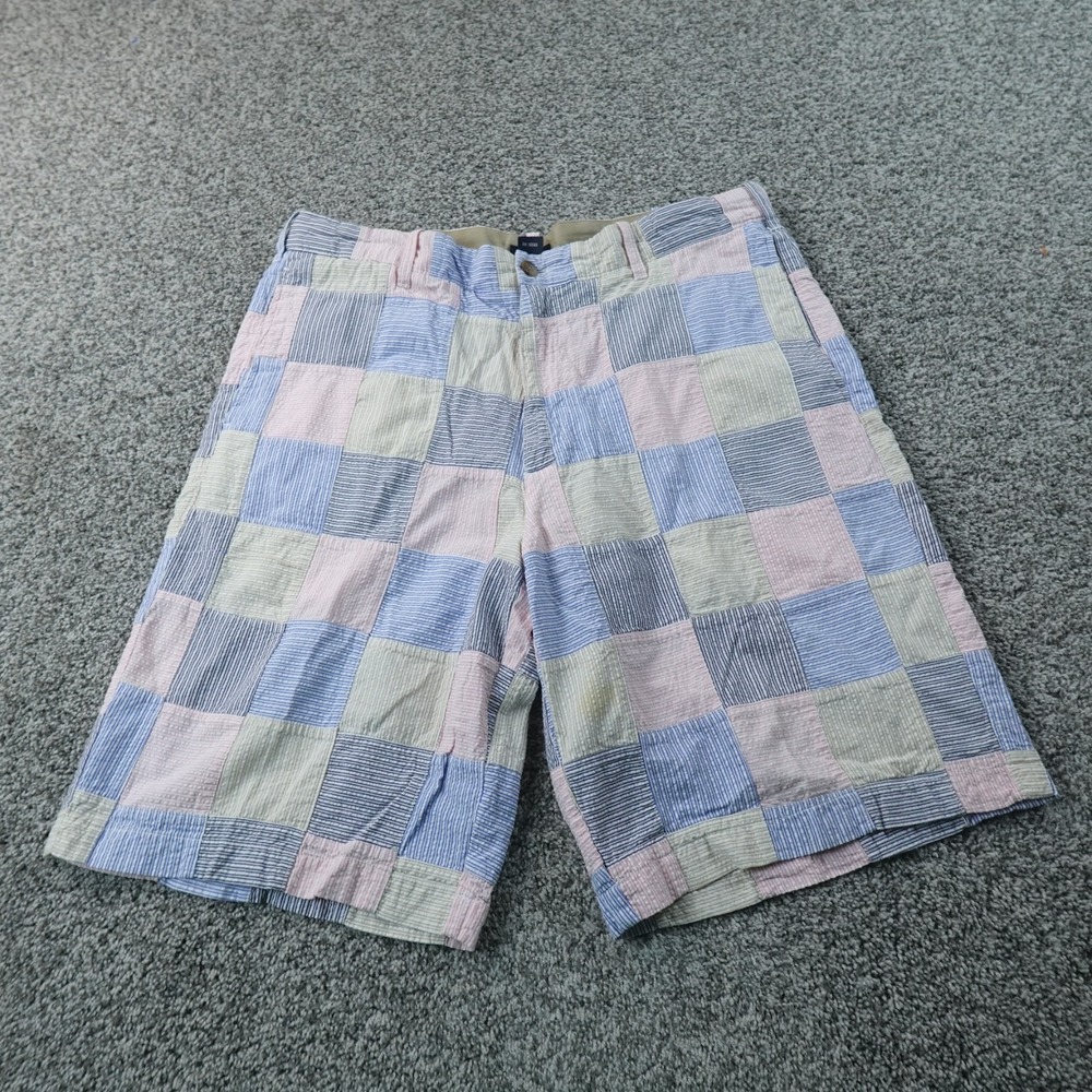 IZOD Shorts Mens 38 Multicolor Patchwork Seersucker Chino Flat Front Preppy Golf